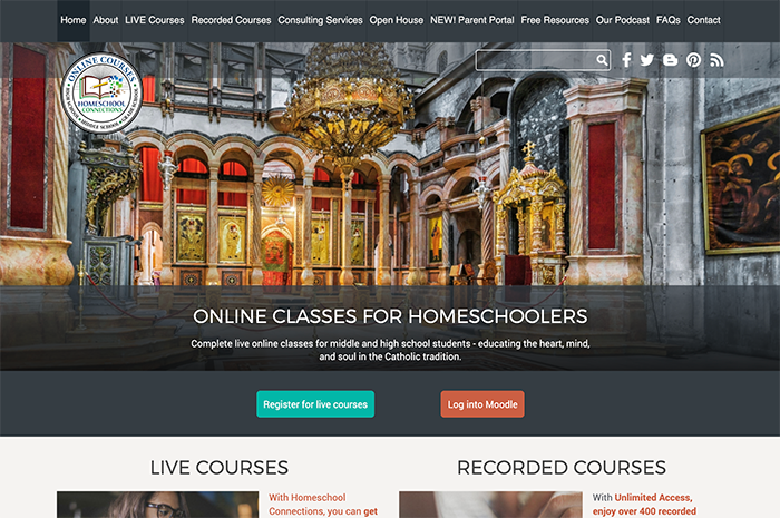 Screenshot of Homeschool Connections homepage