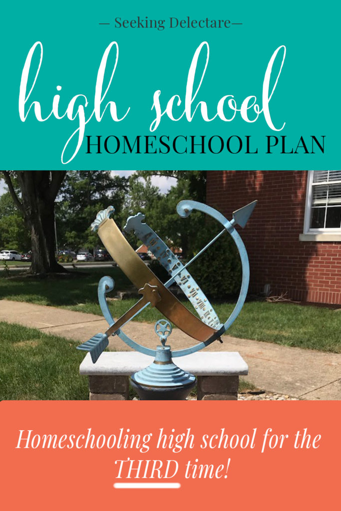 Pinterest image with compass and title "High School Homeschool Plan"
