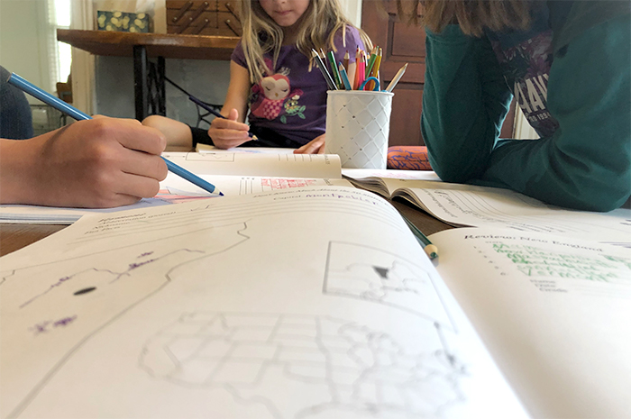 Combining children in their homeschool geography work