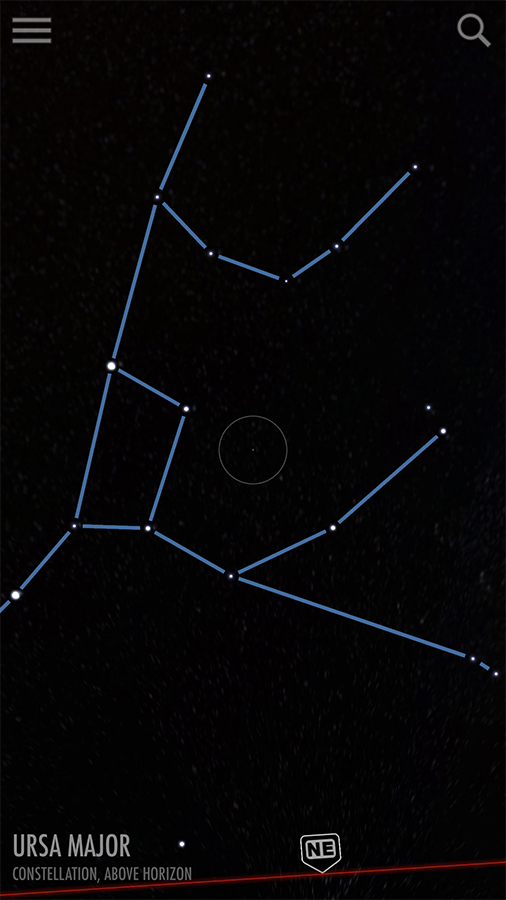 Screenshot from SkyView Lite app for a hands-on science activity in astronomy
