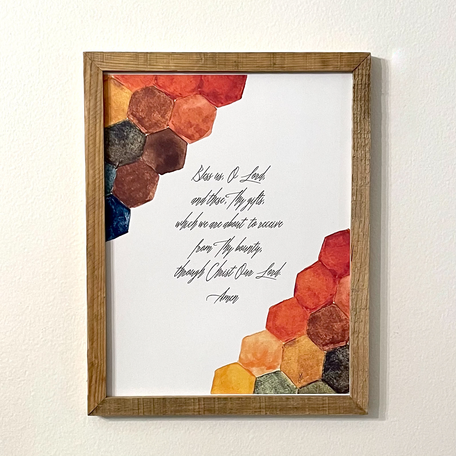 Modern watercolor print with Table Blessing in English
